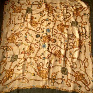 Italian Belt Buckle Pattern Scarf, 46” x 46”